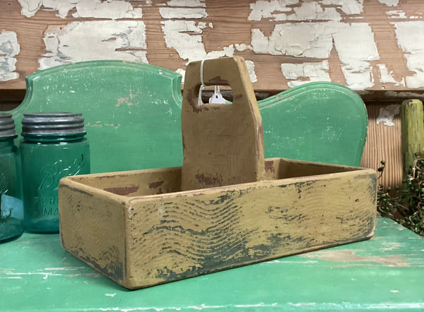 Primitive Painted Wood Utensil Caddy