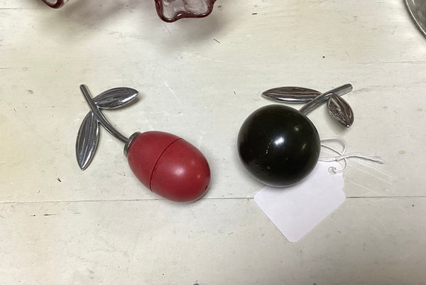 Bakelite Fruit w/ Metal Stems Salt & Pepper Shaker Set