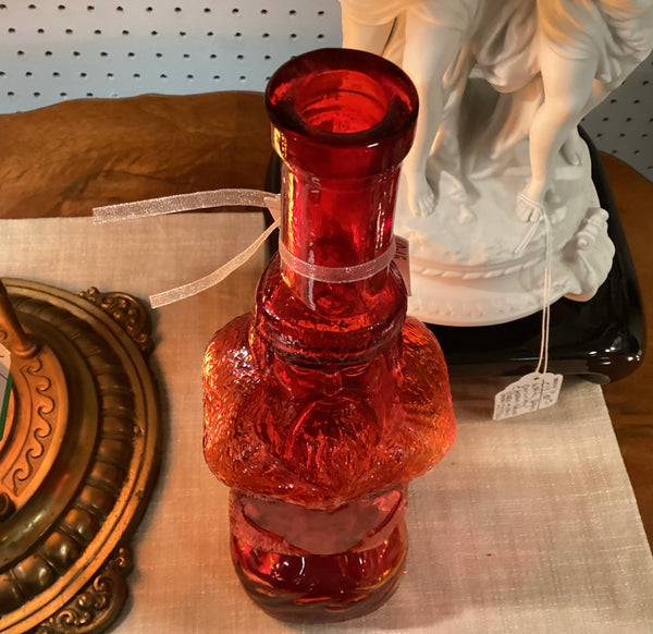 Old World Art Glass Amberina Santa Bottle