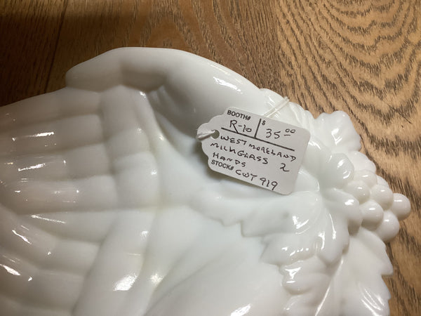 Westmoreland White Milk Glass Double Hand Calling Card Dish