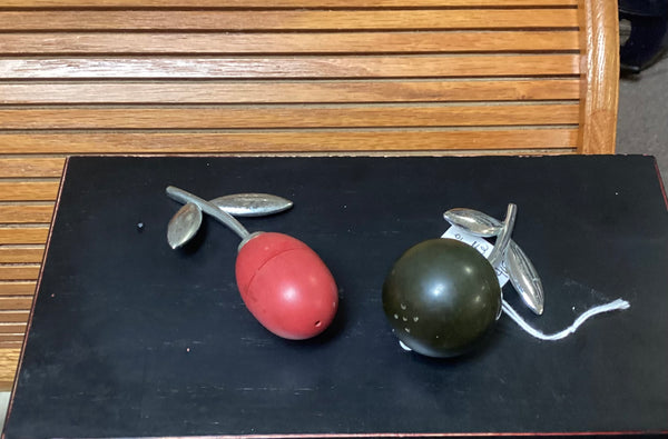 Bakelite Fruit w/ Metal Stems Salt & Pepper Shaker Set
