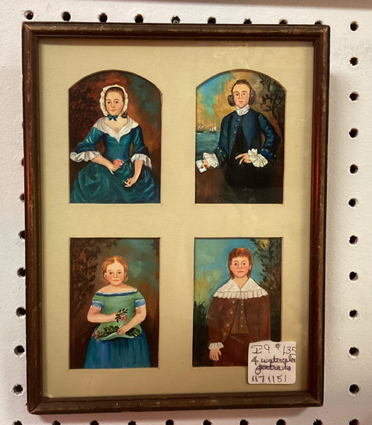 Framed Watercolor Four Portrait Set