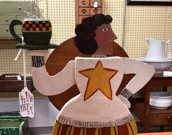 Nancy Thomas 1997 Waitress Folk Art Wood & Metal Sculpture
