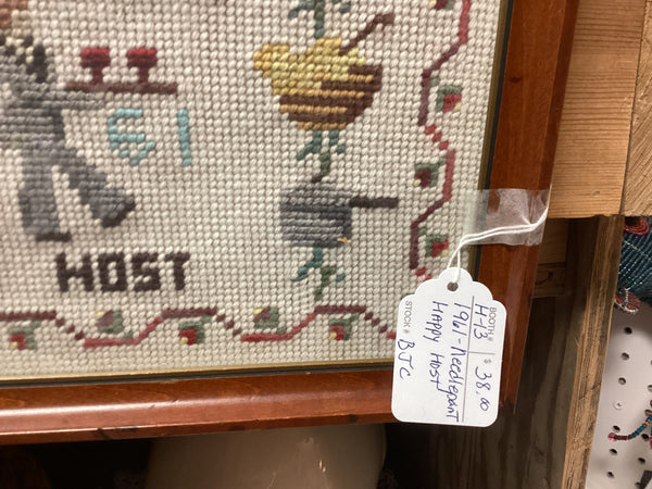 Framed 1961 Happy Host Needlepoint