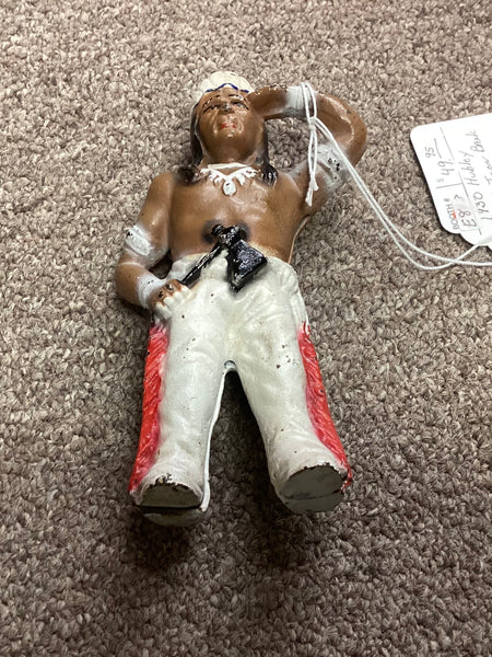 Hubley Vintage 1930's Painted Cast Iron American Indian Coin Bank