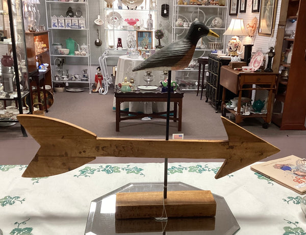 Hand Carved Directional Arrow w/ Robin