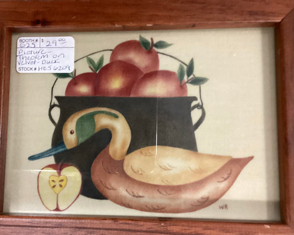 Framed 8" x 6" Theorem Painting Duck with Apples