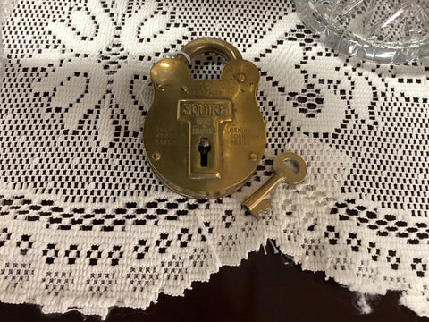 Antique Squire Brass Lock & Key