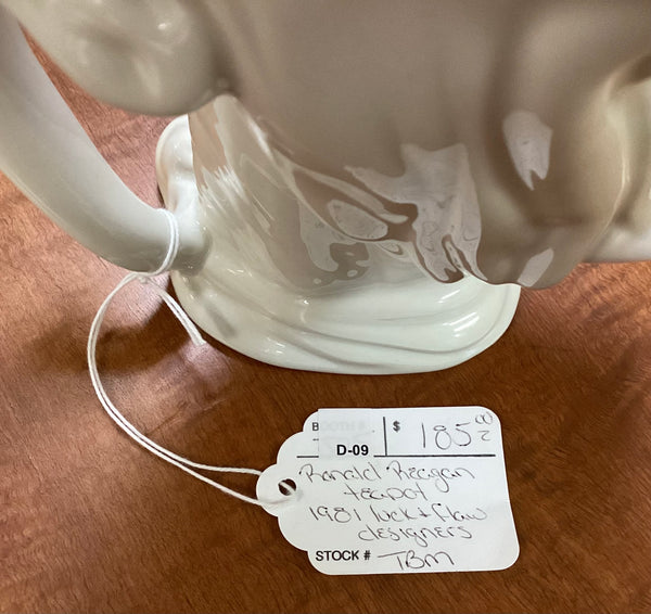 President Ronald Reagan White Ceramic Caricature Teapot by Hall 3099