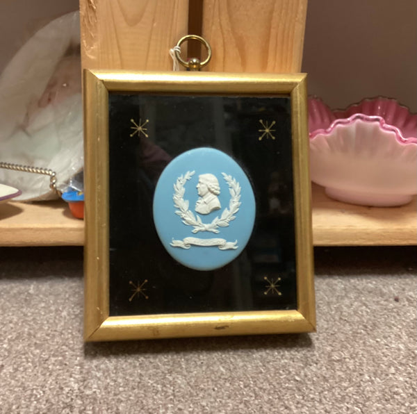 Wedgwood Framed Antique Blue Jasperware Josiah Wedgwood Portrait Plaque