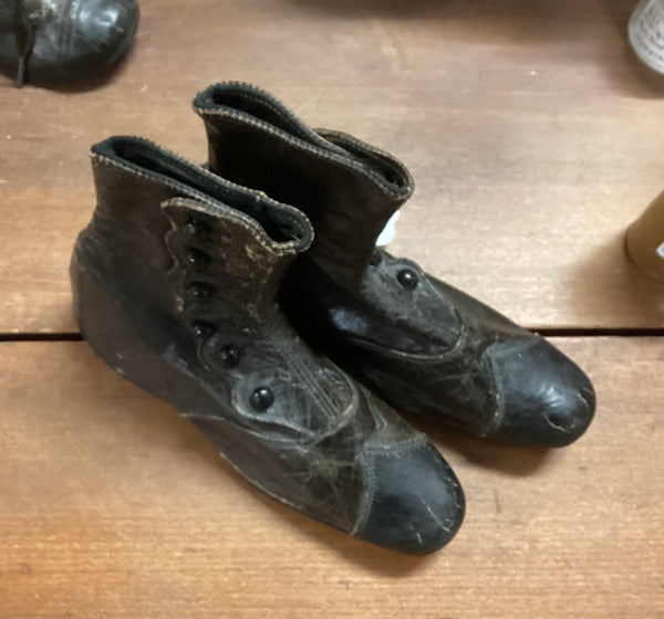 Pair of Antique Children's High Button Shoes