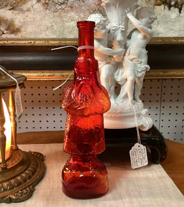 Old World Art Glass Amberina Santa Bottle