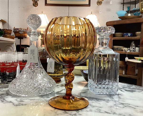 Empoli Amber Twisted Stem Pedestal Bowl