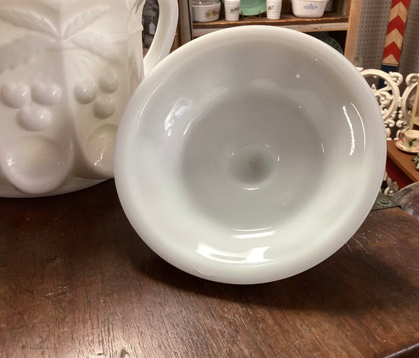 Westmoreland Cherry Milk Glass Biscuit Jar