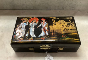 Black Lacquer Mother of Pearl Inlaid Jewelry Box