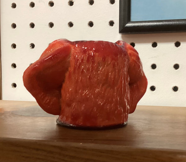 Red Slag Glass Figural Dog's Head Toothpick Holder