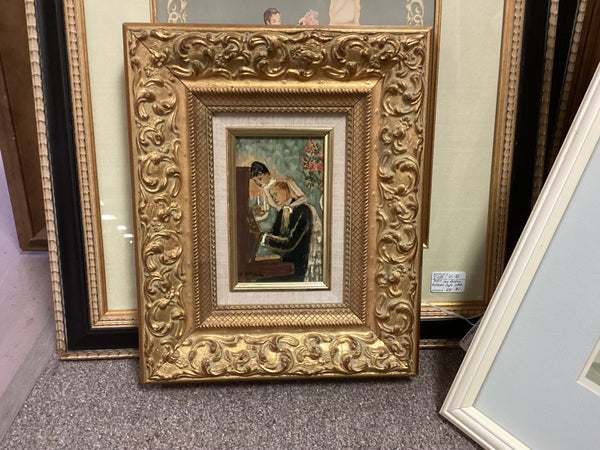 Framed Louis Berthomme Saint Andre -The Piano Lesson Oil on Canvas