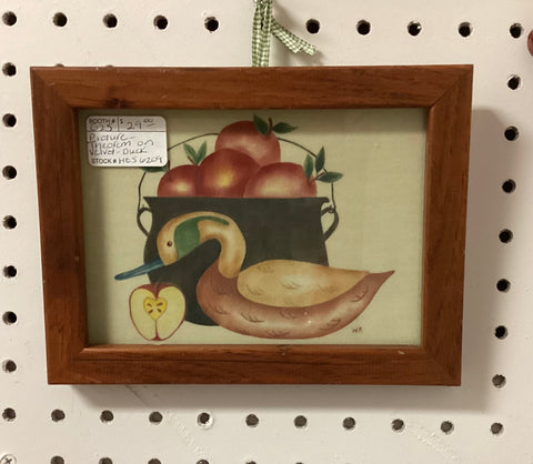 Framed 8" x 6" Theorem Painting Duck with Apples