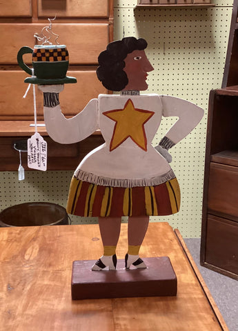 Nancy Thomas 1997 Waitress Folk Art Wood & Metal Sculpture