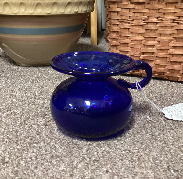 Cobalt Blue Blown Glass 19th Century Ladies Spittoon
