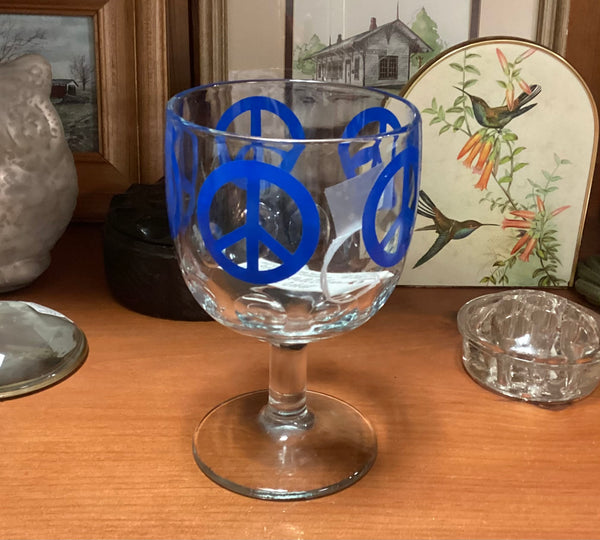 Bartlett Collins Vintage 1970's Blue Peace Goblet