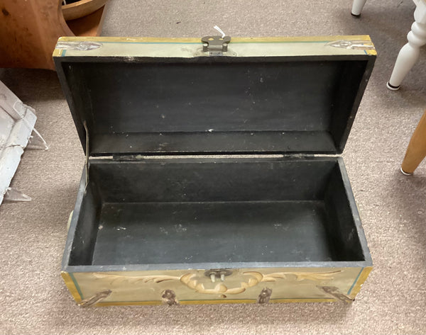 Painted Wooden Hump Back Trunk
