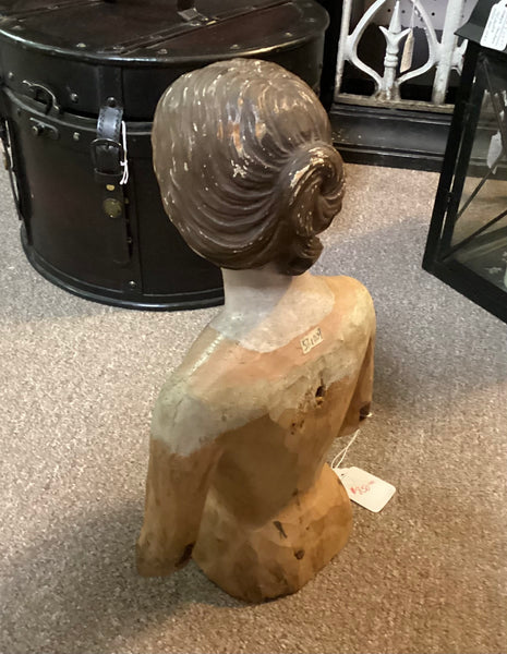 Antique Wooden Santos Doll Bust