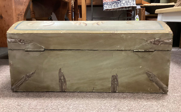 Painted Wooden Hump Back Trunk