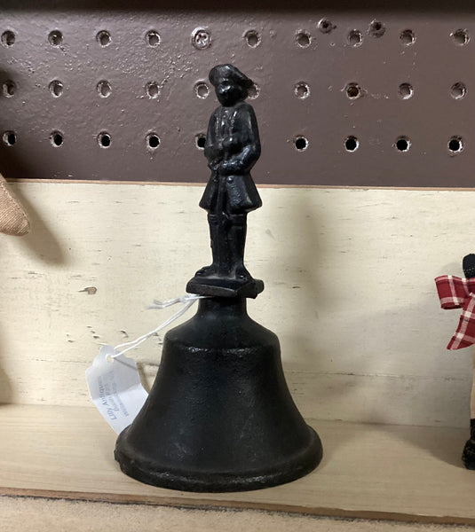 Black Cast Iron Hand Bell w/ Colonial Soldier Handle