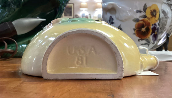 Yellow Ceramic Pitcher Wall Pocket USA 81