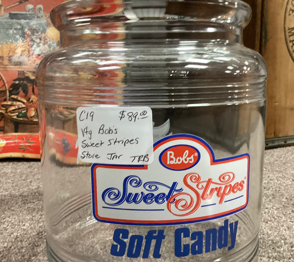 Bobs Sweet Stripes Soft Candy 80th Anniversary Commemorative Store Jar