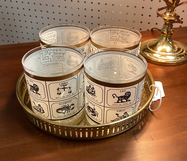 Set 4 Cera Zodiac On the Rocks Glasses