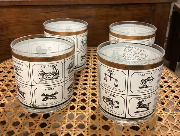 Set 4 Cera Zodiac On the Rocks Glasses