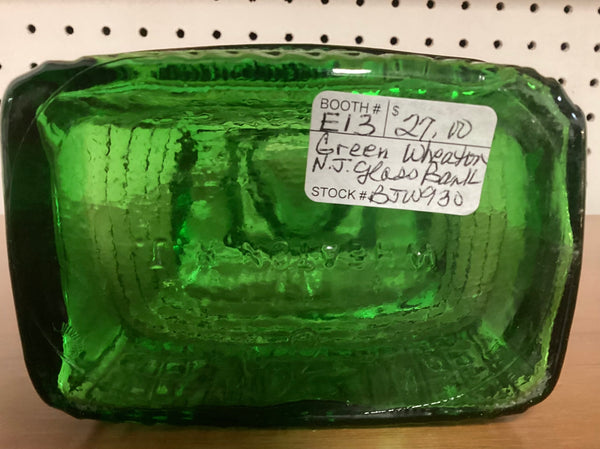 Wheaton N.J. Green Glass Bank Flint Glass Manufacturers
