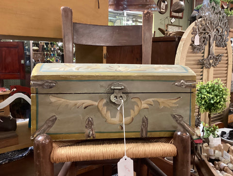 Painted Wooden Hump Back Trunk
