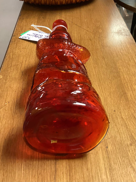 Old World Art Glass Amberina Santa Bottle
