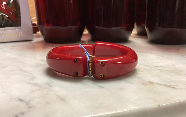 Vintage Red Bakelite Clamp Bracelet