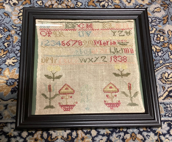 Framed Antique Needlework Sampler