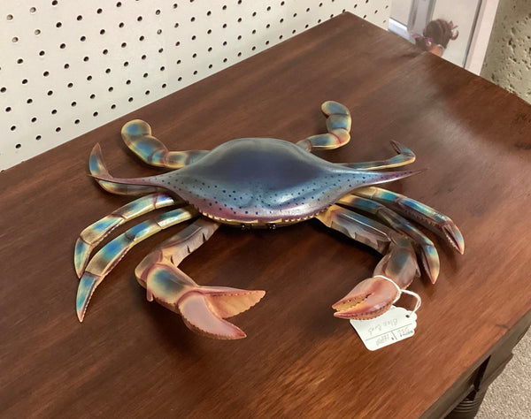 Dock Lindley Hand Carved Wood Blue Crab Wall Art