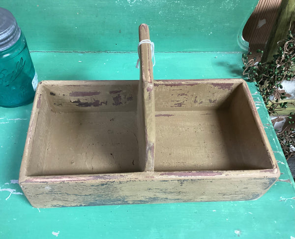 Primitive Painted Wood Utensil Caddy