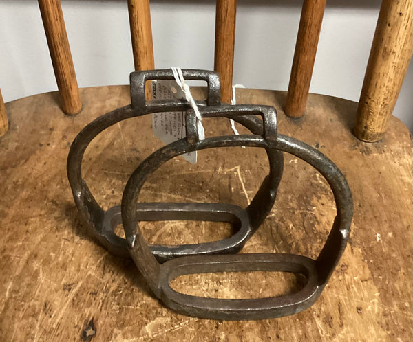 Pair Civil War Era Officer Stirrups w/ Brass Facing