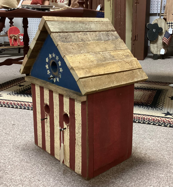 Red White Blue Wooden Bird House Made in the USA
