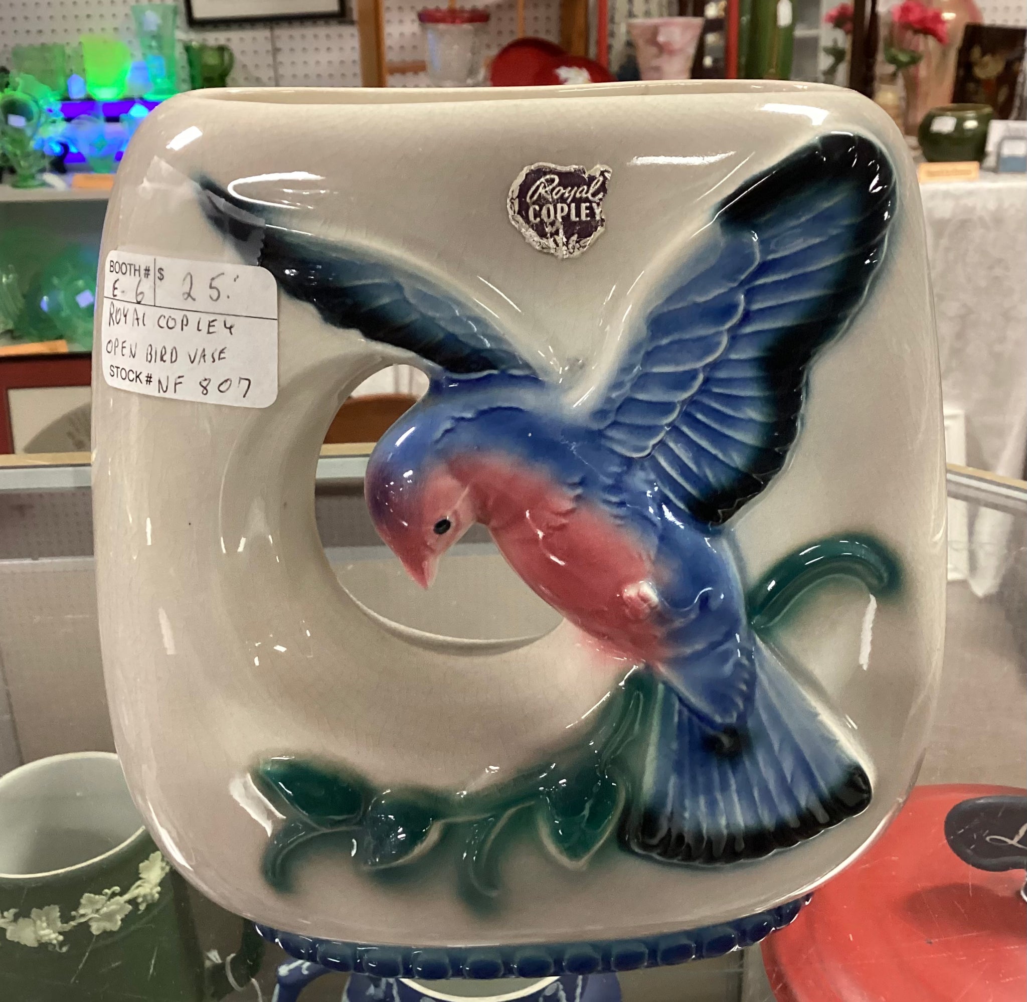 Royal Copley Bluebird Open Vase/Planter