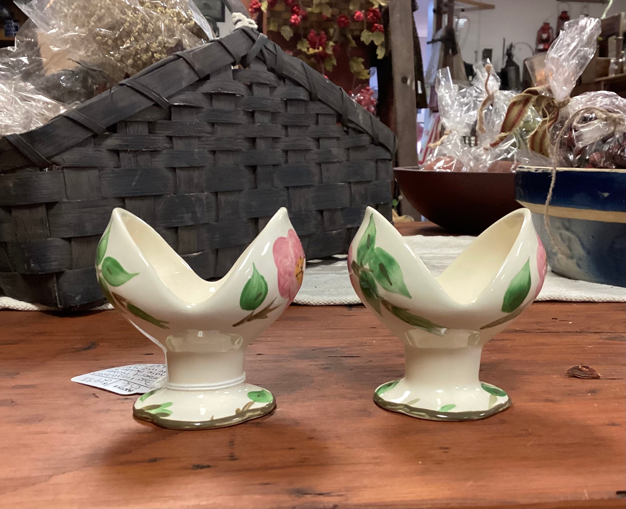 Pair Franciscan Ware Desert Rose Single Light Candle Holders Made in England