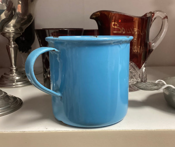 Blue Enamelware Child's Nursery Rhyme Cup