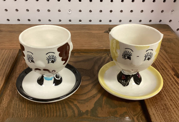 Pair Norcrest His/Hers Egg Cups Made in Japan
