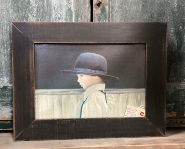 Framed Amish Boy on Canvas
