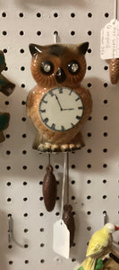 Diamond Eyes Owl "Cuckoo Clock" Wall Pocket