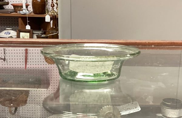 Blown Green Glass Miniature Milk Pan