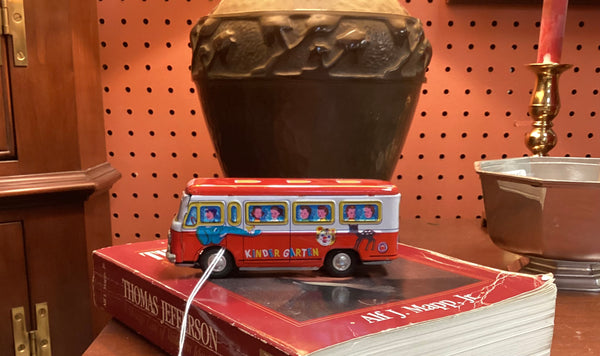 Tin Lithograph Kindergarten Bus Toy Made in Japan